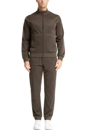 EA7 Homme, Sport, Brun, Taille: M Ensemble de Survêtement Uni avec Cordon et Fermeture Éclair