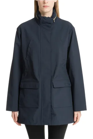 EA7 Femme, Vestes, Bleu, Taille: 38 FR Veste Unie avec Boutons et Fermeture Éclair