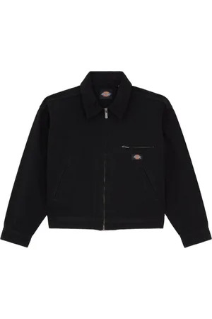 Dickies Femme, Vestes, Noir, Taille: 38 FR Veste en Toile Noire avec Fermeture Éclair