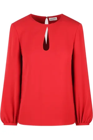 P.A.R.O.S.H. Femme, Blouses et Chemises, Rouge, Taille: 36 FR Chemisier Poker en Twill avec Encolure Clé