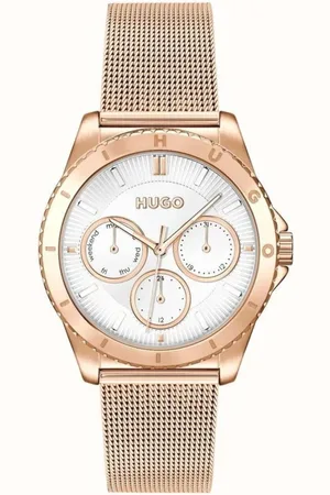 HUGO BOSS Femme, Accessoires, Jaune, Taille: ONE Size Montre Analogique en Acier Inoxydable Doré à Quartz