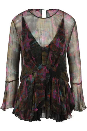 IRO Femme, Blouses et Chemises, Multicolore, Taille: 40 FR Chemisier en Soie à Volants Multicolore Style Semi-Transparent