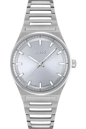 HUGO BOSS Homme, Accessoires, Gris, Taille: ONE Size Montre Analogique en Quartz Argent avec Cadran Bleu