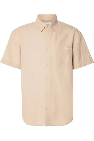 Calvin Klein Homme, Chemises, , Taille: M Chemise en lin avec col français