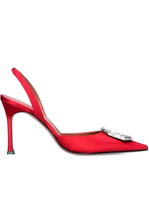 Amina Muaddi Femme, Chaussures, Rouge, Taille: 38 1/2 EU Escarpins Slingback Rouges