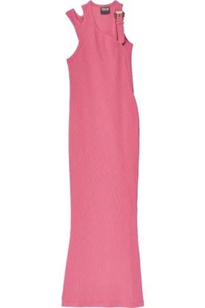 VERSACE Femme, Robes, Rose, Taille: 40 FR Robe Longue Rose Côtelée