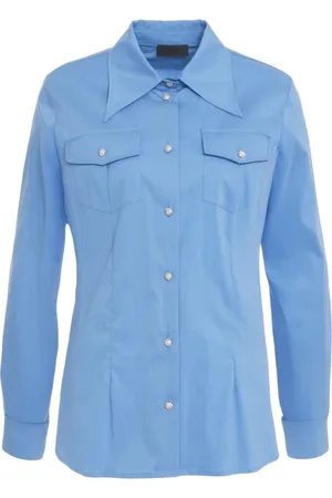Liu Jo Femme, Blouses et Chemises, Bleu, Taille: 36 FR Chemise Bleue avec Boutons Décoratifs
