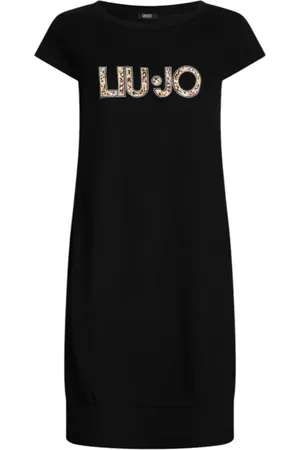 Liu Jo Femme, Robes, Noir, Taille: 38 FR Robe en coton avec logo frontal
