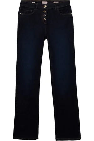Oltre Femme, Jeans, Bleu, Taille: 48 FR Jean regular bleu rinse avec boutons dorés