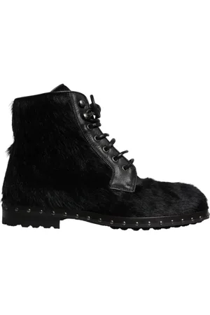 Dolce & Gabbana Homme, Chaussures, Noir, Taille: 42 EU Bottines en cuir clouté
