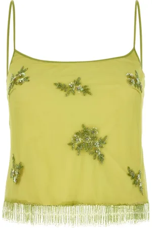 BLUMARINE Femme, Tops, Vert, Taille: 38 FR Haut en tulle brodé