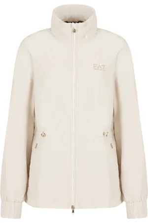EA7 Femme, Vestes, , Taille: 42 FR Veste Technique Ivoire avec Détails Dorés