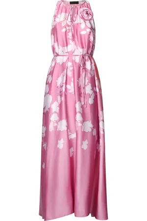 Liu Jo Femme, Robes, Rose, Taille: 34 FR Robe Midi en Satin Floral avec Détail Fleur