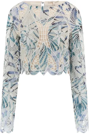 Guess Femme, Blouses et Chemises, Multicolore, Taille: 40 FR Haut en Dentelle Florale pour Femmes