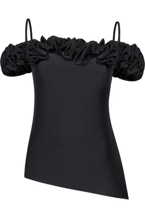 COPERNI Femme, Tops, Noir, Taille: 38 FR Haut Noir à Col Bateau et Volants