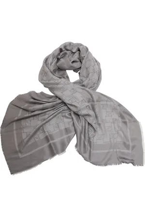 Elisabetta Franchi Femme, Accessoires, Gris, Taille: ONE Size Écharpe Pashmina Élégante avec Logo Jacquard