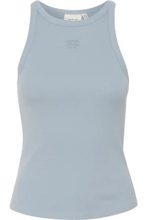 Gestuz Femme, Tops, Bleu, Taille: 40 FR Débardeur Logo Gris Bleu