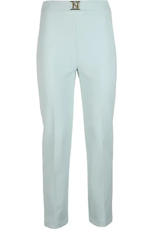 Elisabetta Franchi Femme, Pantalons, Vert, Taille: 42 FR Pantalon élégant en polyester et élasthanne