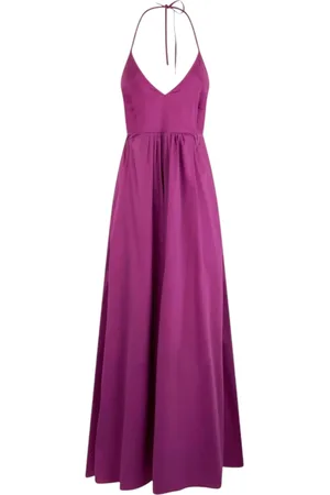Liu Jo Femme, Robes, Violet, Taille: 42 FR Robe longue en coton avec décolleté en V
