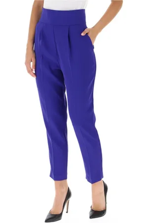 Pinko Femme, Pantalons, Violet, Taille: 46 FR Pantalon taille haute jambe droite