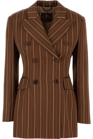 ERMANNO SCERVINO Femme, Vestes, Brun, Taille: 36 FR Veste à Double Boutonnage Gessato
