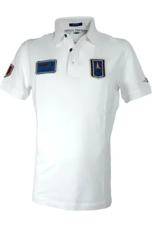 Aeronautica Militare Homme, Tops, Blanc, Taille: 4XL Polo Tricolor Arrows à manches courtes
