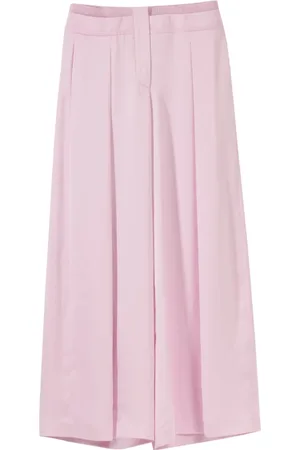 GENNY Femme, Pantalons, Rose, Taille: 38 FR Pantalon Palazzo en Satin avec Double Ceinture