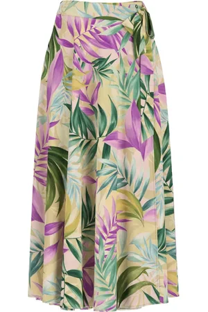 Guess Femme, Jupes, Multicolore, Taille: 42 FR Jupe Midi Florale