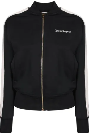 Palm Angels Femme, Sweatshirts et sweats à capuche, Noir, Taille: 36 FR Veste Noire Chic avec Bandes Latérales