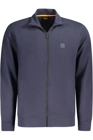 HUGO BOSS Homme, Sweatshirts et sweats à capuche, Bleu, Taille: M Pull en Coton Bleu avec Fermeture Éclair