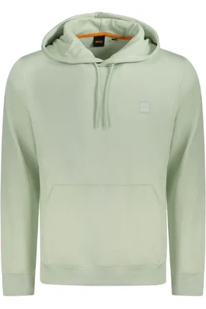 HUGO BOSS Homme, Sweatshirts et sweats à capuche, Vert, Taille: S Sweat à Capuche en Coton Vert avec Broderie