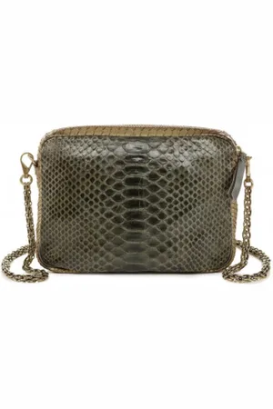 CLARIS VIROT Femme, Sacs, Vert, Taille: ONE Size Sac Bandoulière Python Chaîne