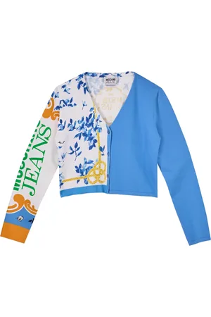 Moschino Femme, Pulls, Multicolore, Taille: 38 FR Gilet Court à Imprimé Foulard