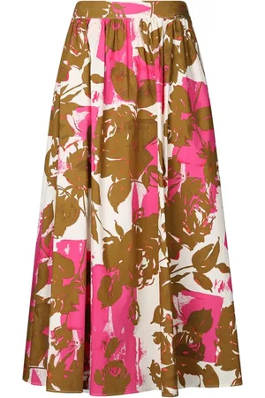 Liu Jo Femme, Jupes, Multicolore, Taille: 38 FR Jupe Plissée en Coton Floral
