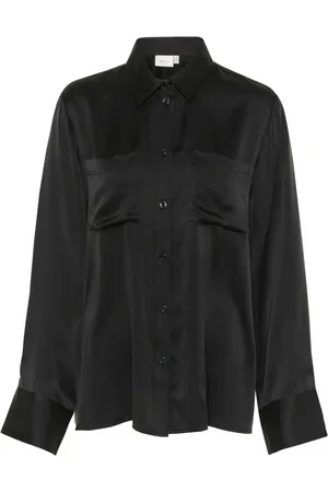 Gestuz Femme, Blouses et Chemises, Noir, Taille: 38 FR Élégante Chemisier Blouse en Soie Noire