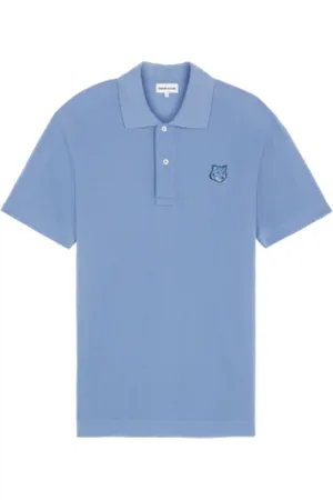 Maison Kitsuné Homme, Tops, Bleu, Taille: M Polo Patch Tête de Renard Bleu