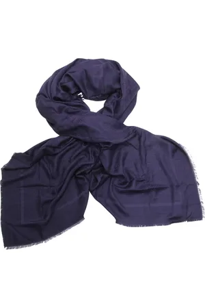 Elisabetta Franchi Femme, Accessoires, Bleu, Taille: ONE Size Écharpe Pashmina Jacquard avec Bord à Franges