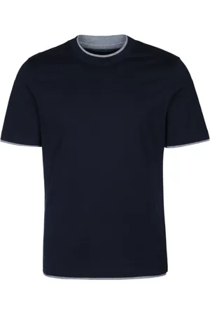 Brunello Cucinelli Homme, Tops, Bleu, Taille: S Pull en tricot Girocollo M/C