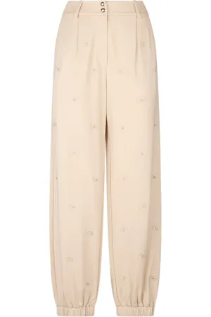 Liu Jo Femme, Pantalons, , Taille: 44 FR Pantalon Jogger Taille Haute avec Logo Brodé