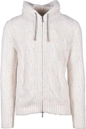 ELEVENTY Homme, Sweatshirts et sweats à capuche, Blanc, Taille: S Pull de Luxe en Cachemire Alpaga Soie
