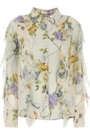 BLUMARINE Femme, Blouses et Chemises, Multicolore, Taille: 38 FR Chemise imprimée Crepon