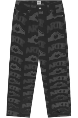 Arte Antwerp Homme, Jeans, Noir, Taille: W34 Pantalon décontracté à imprimé cœur