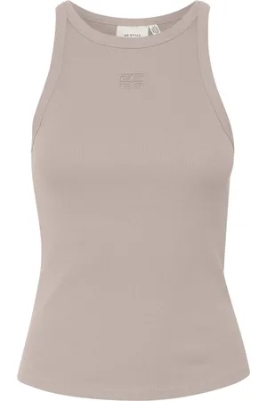 Gestuz Femme, Tops, Gris, Taille: 38 FR Cropped Logo Tank Top Rock Ridge