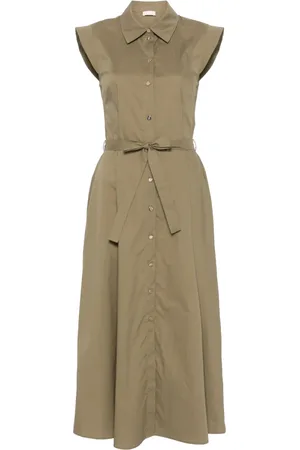 Liu Jo Femme, Robes, Vert, Taille: 42 FR Robe Chemise en Coton Vert avec Détail Métallique