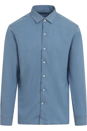 Ermenegildo Zegna Homme, Chemises, Bleu, Taille: XL Chemise Casual Bleue en Mélange Coton-Lin