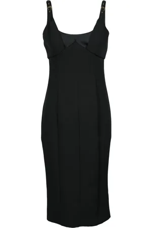 VERSACE Femme, Robes, Noir, Taille: 36 FR Élégante Robe Longuette avec Fermeture Éclair