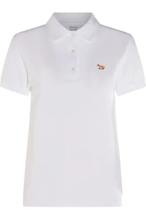 Maison Kitsuné Femme, Tops, Blanc, Taille: 42 FR Pull Polo Blanc à Manches Courtes