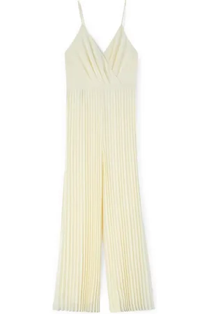 Motivi Femme, Combinaisons et Ensembles, Jaune, Taille: 44 FR Combinaison longue plissée en satin