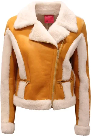 BLUMARINE Femme, Vestes, Jaune, Taille: 38 FR Veste en peau lainée de style Montone