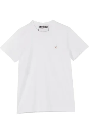 Moschino Femme, Tops, Blanc, Taille: 42 FR T-shirt à Manches Courtes Brodé Canard